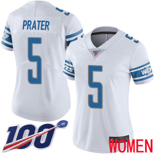 Detroit Lions Limited White Women Matt Prater Road Jersey NFL Football #5 100th Season Vapor Untouchable->youth nfl jersey->Youth Jersey